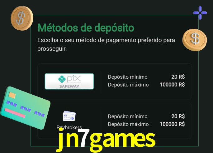 O cassino jn7games oferece uma grande variedade de métodos de pagamento